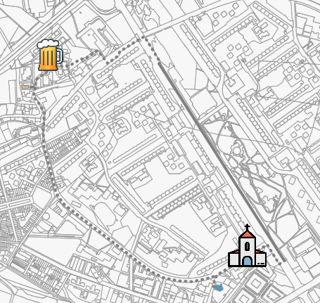 Trasy a ikonky vytvořené na základě GeoJSON souboru