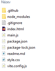 Datový adresář s úvodním projektem